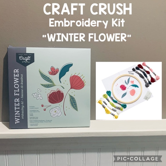 Craft Crush Office Nwt Craft Crush Winter Flower Embroidery Kit